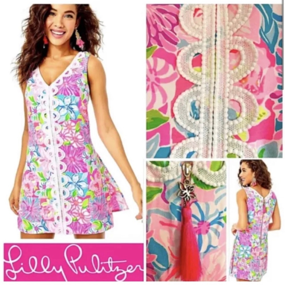 NWT Lilly Pulitzer Pink Take It From Your Mumsy Lace Ronnie Romper Womens Sz 16
